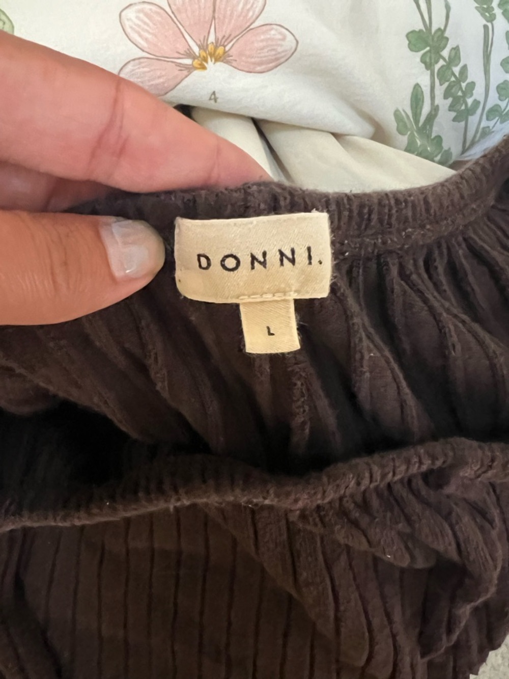 DONNI. Ribbed sweater pants in Chocolate Brown